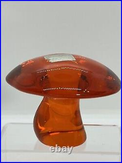 Viking Glass Mushroom Persimmon Set Lg-md-sm Paperweight Extra Nice / Stickers
