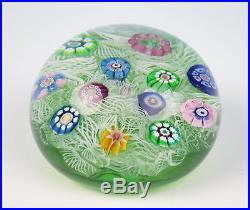 Vintage 1971 Perthshire Green Ground Spaced Millefiore Paperweight Early Glass