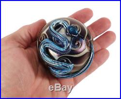 Vintage 1976 Orient & Flume California Studio Art Glass Blue Snake Paperweight