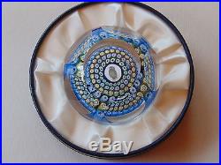 Vintage 1977 Whitefriars Millefiore Owl Lead Crystal Paperweight withBox