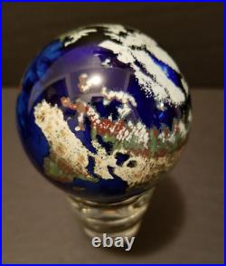 Vintage 1992 Lundberg Studios Art Glass World Globe Paperweight-Signed