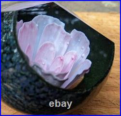 Vintage 2002 GES Glass Eye Studio Flower Floral Tri Cut Art Glass Paperweight