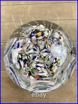 Vintage ALTAGLASS Art Glass CANADA Flower Multicolor Paperweight with Label