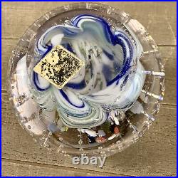 Vintage ALTAGLASS Art Glass CANADA Flower Multicolor Paperweight with Label