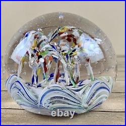 Vintage ALTAGLASS Art Glass CANADA Flower Multicolor Paperweight with Label