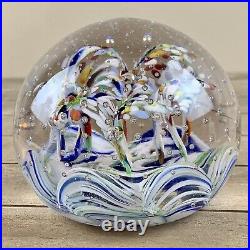 Vintage ALTAGLASS Art Glass CANADA Flower Multicolor Paperweight with Label