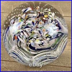 Vintage ALTAGLASS Art Glass CANADA Flower Multicolor Paperweight with Label