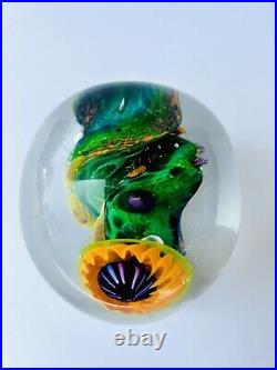 Vintage ARO SCHULZE VITRA Green Coral Reef Abstract Art Glass Paperweight 1995