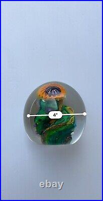 Vintage ARO SCHULZE VITRA Green Coral Reef Abstract Art Glass Paperweight 1995
