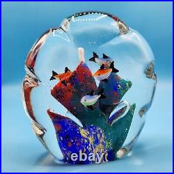 Vintage Art Glass Aquarium Sculpture School of Fish Paperweight Murano Style