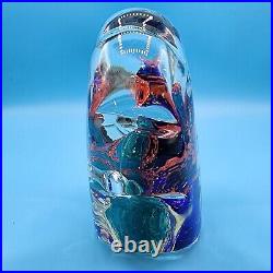 Vintage Art Glass Aquarium Sculpture School of Fish Paperweight Murano Style