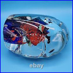 Vintage Art Glass Aquarium Sculpture School of Fish Paperweight Murano Style