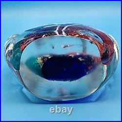 Vintage Art Glass Aquarium Sculpture School of Fish Paperweight Murano Style