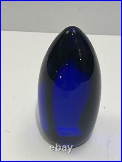 Vintage Art Glass Cobalt Blue Glass Bullet Shape Large Paperweight Unique