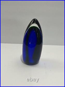 Vintage Art Glass Cobalt Blue Glass Bullet Shape Large Paperweight Unique