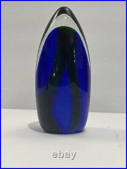 Vintage Art Glass Cobalt Blue Glass Bullet Shape Large Paperweight Unique