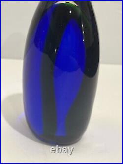 Vintage Art Glass Cobalt Blue Glass Bullet Shape Large Paperweight Unique