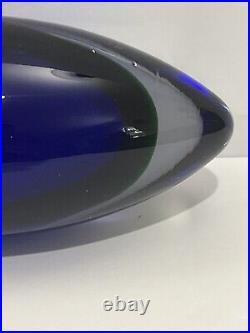 Vintage Art Glass Cobalt Blue Glass Bullet Shape Large Paperweight Unique