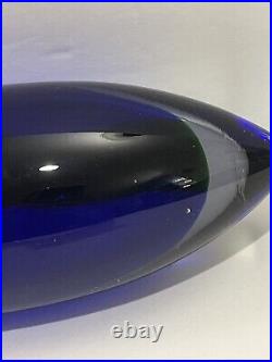 Vintage Art Glass Cobalt Blue Glass Bullet Shape Large Paperweight Unique