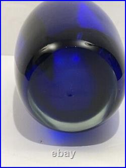 Vintage Art Glass Cobalt Blue Glass Bullet Shape Large Paperweight Unique