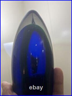 Vintage Art Glass Cobalt Blue Glass Bullet Shape Large Paperweight Unique