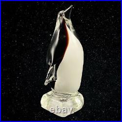 Vintage Art Glass Penguin On Ice Block Paperweight Figure 9.5T 3W