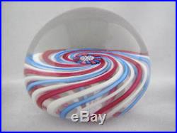 Vintage Art Glass- Scottish Perthshire Ribbon Paperweight- Dated Cane- #127