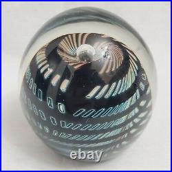 Vintage Art Glass Swirl Bubble Geometric Paperweight. Signed Robert Burch'79