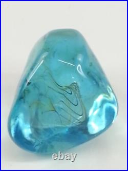 Vintage Artisan Signed Slade 85 Art Glass Paperweight Blue Bill Slade