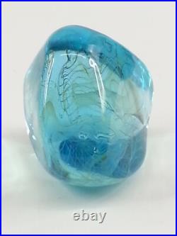 Vintage Artisan Signed Slade 85 Art Glass Paperweight Blue Bill Slade