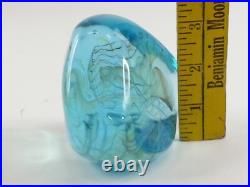 Vintage Artisan Signed Slade 85 Art Glass Paperweight Blue Bill Slade