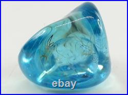 Vintage Artisan Signed Slade 85 Art Glass Paperweight Blue Bill Slade