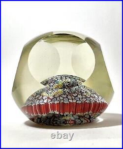 Vintage Butterfly Art Glass Big Paperweight Complex Close Packed Millefiore Flat