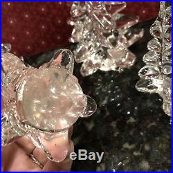 Vintage Clear Heavy Crystal Christmas Tree Paperweight Art Glass Set of 5