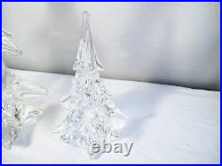 Vintage Clichy France Clear Crystal Art Glass Evergreen Christmas Tree Figurines