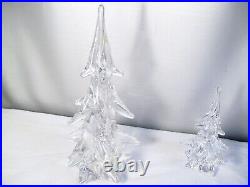 Vintage Clichy France Clear Crystal Art Glass Evergreen Christmas Tree Figurines