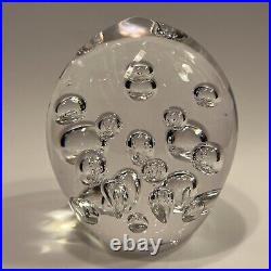 Vintage Cofrac Art Glass Verrier Made In France Large Clear Bubble Paperweight