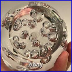 Vintage Cofrac Art Glass Verrier Made In France Large Clear Bubble Paperweight