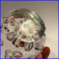 Vintage Cofrac Art Glass Verrier Made In France Large Clear Bubble Paperweight