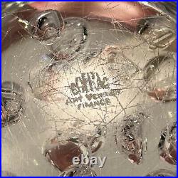 Vintage Cofrac Art Glass Verrier Made In France Large Clear Bubble Paperweight