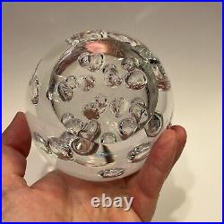 Vintage Cofrac Art Glass Verrier Made In France Large Clear Bubble Paperweight