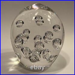 Vintage Cofrac Art Glass Verrier Made In France Large Clear Bubble Paperweight