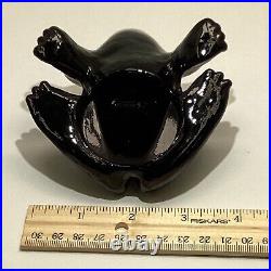 Vintage Dawn Nancy Pate De Verre Black Amethyst art glass frog paperweight