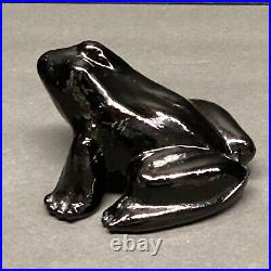 Vintage Dawn Nancy Pate De Verre Black Amethyst art glass frog paperweight