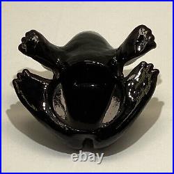 Vintage Dawn Nancy Pate De Verre Black Amethyst art glass frog paperweight