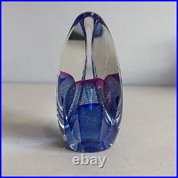 Vintage Ed Kachurik PA Art Glass Signed 1995 Sculpture Paperweight Purple & Blue