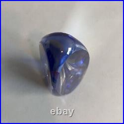 Vintage Ed Kachurik PA Art Glass Signed 1995 Sculpture Paperweight Purple & Blue