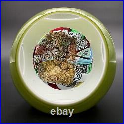 Vintage Fratelli Toso Murano Double Overlay Millefiori Art Glass Paperweight