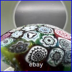 Vintage Fratelli Toso Murano Double Overlay Millefiori Art Glass Paperweight