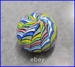 Vintage Fratelli Toso Murano Glass Rainbow Ribbon Paperweight